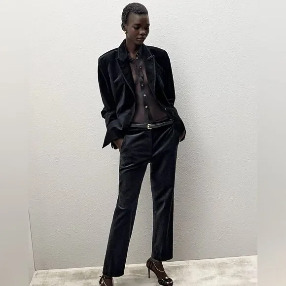 NWT J CREW Kate slim-fit pant in velvet in black - Picture 4 of 8